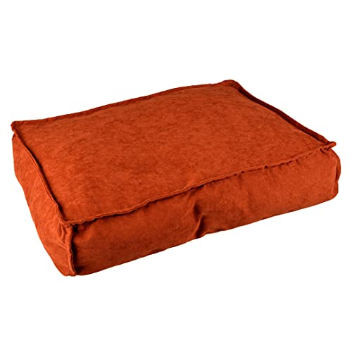 Duvoplus, Rechteckiges Kissen aus Velvet-Copper M – 76 x 56 x 13 cm, rot, ökologisch, Füllung 100% recycelt, Rutschfester Boden, bequemer und Warmer Schlafplatz für Hunde von Duvoplus