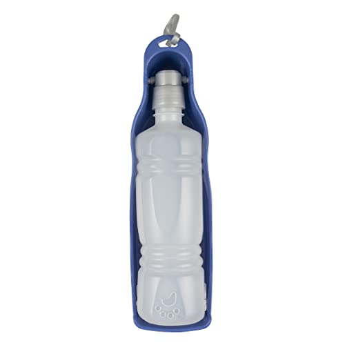 duvoplus, Reise-Wasserflasche, 500 ml, blau, befüllbare Flasche, Trinkbehälter und Tränke in einem, einfaches System, mit Befestigungsclip an der Oberseite von Duvoplus