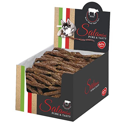 duvoplus, Salamini Rinderwurst, 8,5 x 8,5 x 1,6 cm, leckerer und zarter Leckerbissen für Hunde, befriedigt die Kaufreude des Hundes, einzeln verkauft, sehr weicher Snack von Duvoplus