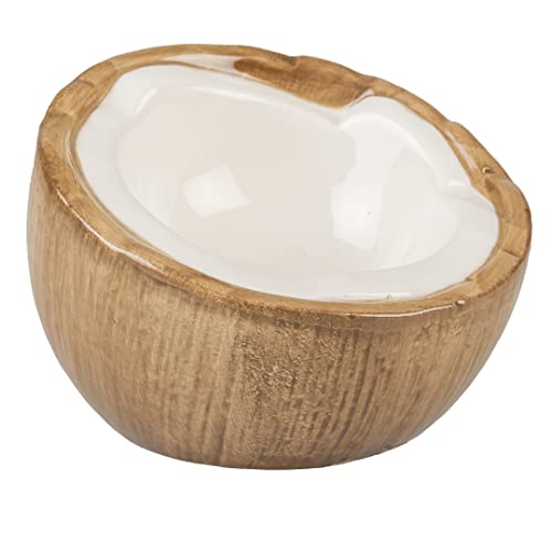 duvoplus, Stone Coconut Futternapf, 30 ml, 10,5 x 9,8 x 7,5 cm, braun/weiß, hochwertige Keramik, robust und stabil, perfekt für Kaninchen und Nagetiere, spülmaschinenfest von Duvoplus