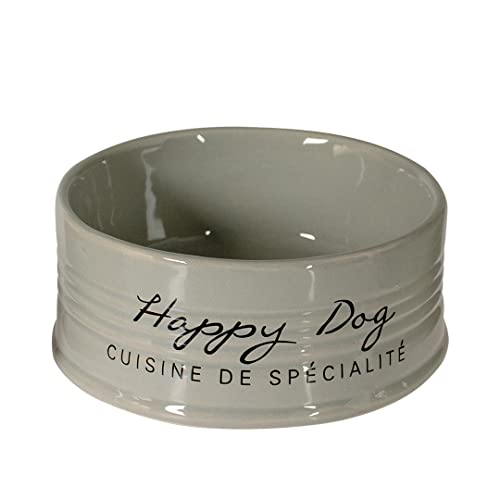 duvoplus, Stone Happy Fressnapf, 1000 ml, Durchmesser 18,5 cm, Grau, hochwertige glasierte Keramik, robust und stabil, für feuchte Lebensmittel, trockene Lebensmittel und Wasser, spülmaschinenfest von Duvoplus