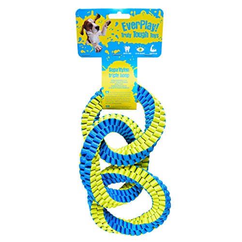 Duvoplus, Supa` Nylon Triple Hoop 28 x 13 cm blau/gelb, Spielzeug, Blau/Gelb, Hund von Duvoplus
