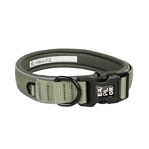 duvoplus, Ultimatives breites Halsband mit reflektierenden Nähbändern Ultimate Fit Comfy Classic, Größe M – 39 – 44 cm Undercover Green für Hunde, widerstandsfähige Materialien und schnelltrocknende von Duvoplus