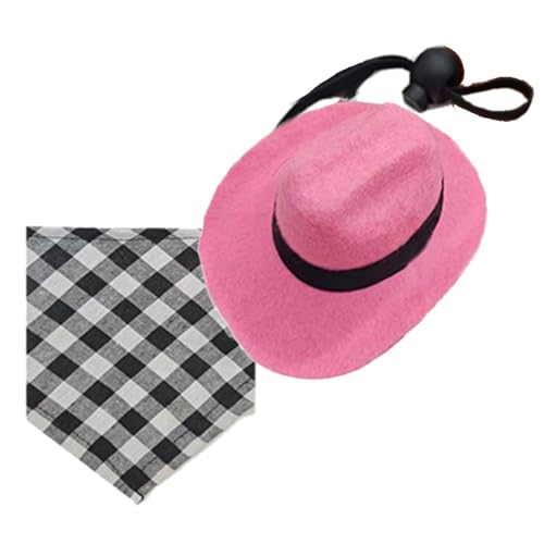 Duyeuau Checker Schal und Homburg Hut für Haustier Hals Dekorationen Party Dreieckstuch Hamster Schal Haustier Halstuch von Duyeuau