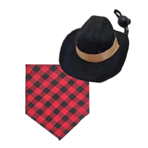 Duyeuau Checker Schal und Homburg Hut für Haustier Hals Dekorationen Party Dreieckstuch Hamster Schal Haustier Halstuch Duyeuau Checker Schal und Homburg Hut für Haustier Hals Dekorationen Party Dreieckstuch Hamster Schal Haustier Halstuch von Duyeuau