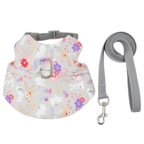 Duyeuau Hundegeschirr für Kaninchen, Frettchen, Leine, verstellbar, Stoff, atmungsaktiv, mit Blumendruck Duyeuau Hundegeschirr für Kaninchen, Frettchen, Leine, verstellbar, Stoff, atmungsaktiv, mit Blumendruck von Duyeuau