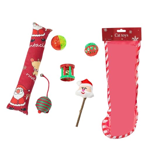 Duyeuau Joyfulness Weihnachtskatzen-Spielzeug-Set, Katzentraining, Spielwerkzeug, interagierendes Katzenspielzeug für aktives Spielen und Bewegung, haustierfreundlich, Weihnachten Duyeuau Joyfulness Weihnachtskatzen-Spielzeug-Set, Katzentraining, Spielwerkzeug, interagierendes Katzenspielzeug für aktives Spielen und Bewegung, haustierfreundlich, Weihnachten von Duyeuau
