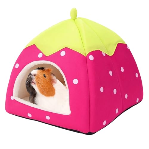 DvBCNMe Meerschweinchen Bett, Kuscheliges Winterhaus für Meerschweinchen Zubehör, Pinke Erdbeerhöhle Mit Weichem Polster, Ideal Als Hasenbett Und Ratten Zubehör DvBCNMe Meerschweinchen Bett, Kuscheliges Winterhaus für Meerschweinchen Zubehör, Pinke Erdbeerhöhle Mit Weichem Polster, Ideal Als Hasenbett Und Ratten Zubehör von DvBCNMe