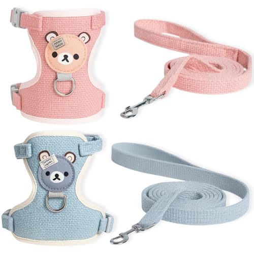 Pack of 2, 2er Set Hasenleine, Kaninchen Leine für Zwergkaninchen, Leichtes Geschirr für Kleintiere, Blau und Rosa (S), Ideal für Spaziergänge und Reisen Pack of 2, 2er Set Hasenleine, Kaninchen Leine für Zwergkaninchen, Leichtes Geschirr für Kleintiere, Blau und Rosa (S), Ideal für Spaziergänge und Reisen von DvBCNMe