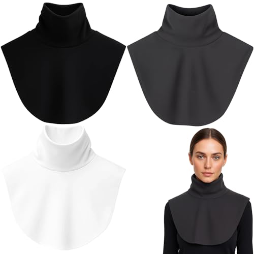 Rollkragen Einsatz Damen, 3 Stücke Fake Rollkragen, Blusenkragen Einsatz für Damen, Ärmellos Rollkragen Top, Elegante Krageneinsätze für Kleider, Pullover und Jacken von DvBCNMe