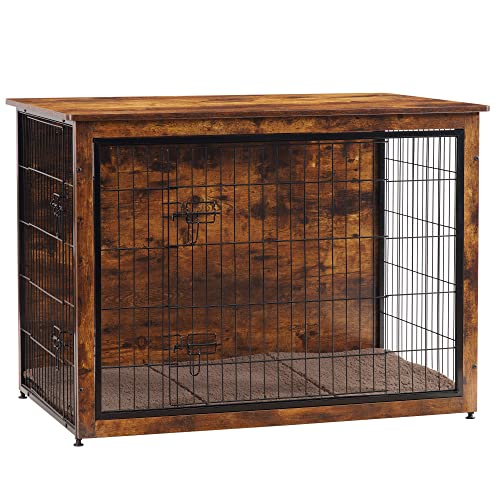 DWANTON Hundekäfig Möbel mit Kissen XL Holzhütte mit Doppeltüren Extra Groß 110.0 cm L Rustikal Braun DWANTON Hundekäfig Möbel mit Kissen XL Holzhütte mit Doppeltüren Extra Groß 110.0 cm L Rustikal Braun von Dwanton