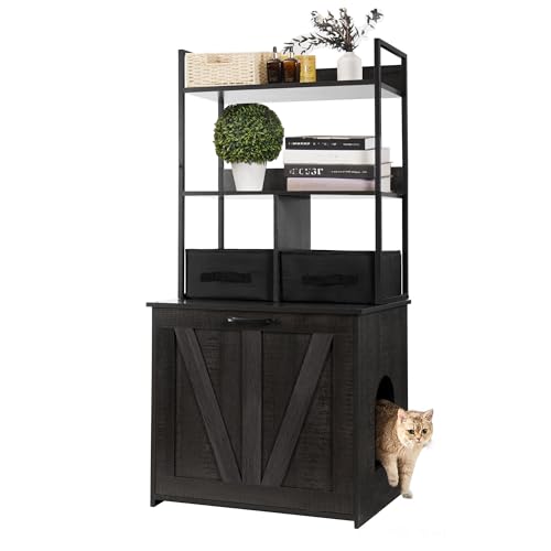 Dwanton Katzentoilettengehege mit 2 Ablagen und 2 Schubladen, 2-in-1 versteckte Katzentoilette mit Ablage, wendbarer Eingang, waschbare Schubladen, 127,7 cm, Dunkelgrau Dwanton Katzentoilettengehege mit 2 Ablagen und 2 Schubladen, 2-in-1 versteckte Katzentoilette mit Ablage, wendbarer Eingang, waschbare Schubladen, 127,7 cm, Dunkelgrau von Dwanton