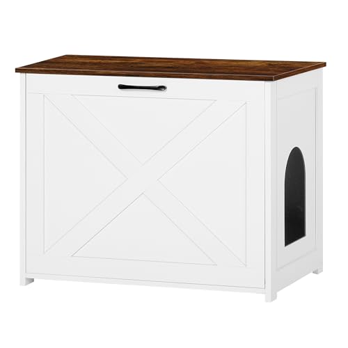 Dwanton Katzentoilette, versteckt, Haustiergehege, wendbarer Eingang kann auf der linken oder rechten Seite sein, Indoor-Kitty-Schrank, Holz-Waschraum, Beistelltisch, Nachttisch, Weiß und rustikales Dwanton Katzentoilette, versteckt, Haustiergehege, wendbarer Eingang kann auf der linken oder rechten Seite sein, Indoor-Kitty-Schrank, Holz-Waschraum, Beistelltisch, Nachttisch, Weiß und rustikales von Dwanton