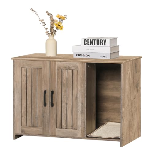 Dwanton Katzentoilette, versteckte Katzentoilette, Möbel, mit Kratzmatte, für den Innenbereich, passend für die meisten Katzentoiletten, 80 cm L x 50 cm B x 55 cm H, Greige Dwanton Katzentoilette, versteckte Katzentoilette, Möbel, mit Kratzmatte, für den Innenbereich, passend für die meisten Katzentoiletten, 80 cm L x 50 cm B x 55 cm H, Greige von Dwanton