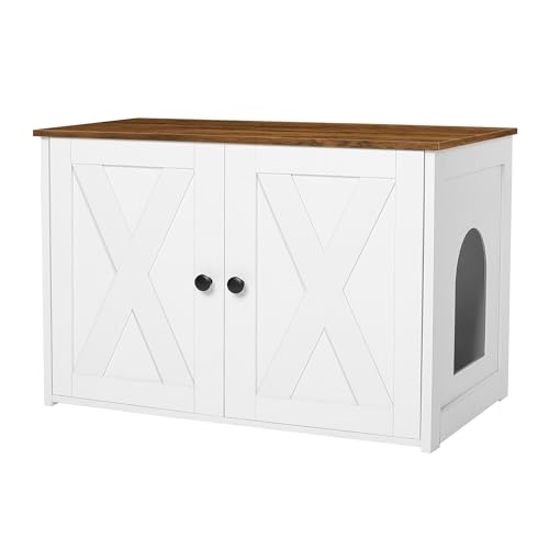 Dwanton Katzentoilette, versteckte Katzentoilette, wendbarer Eingang kann auf der linken oder rechten Seite sein, Katzen-Waschraum aus Holz, für den Innenbereich, Weiß und Warmbraun, 70 cm Dwanton Katzentoilette, versteckte Katzentoilette, wendbarer Eingang kann auf der linken oder rechten Seite sein, Katzen-Waschraum aus Holz, für den Innenbereich, Weiß und Warmbraun, 70 cm von Dwanton