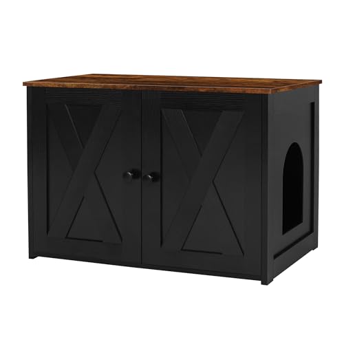 Dwanton Katzentoilette, versteckte Katzentoilette, wendbarer Eingang kann auf der linken oder rechten Seite sein, Katzen-Waschraum aus Holz, für den Innenbereich, Schwarz und rustikales Braun, 70 cm Dwanton Katzentoilette, versteckte Katzentoilette, wendbarer Eingang kann auf der linken oder rechten Seite sein, Katzen-Waschraum aus Holz, für den Innenbereich, Schwarz und rustikales Braun, 70 cm von Dwanton