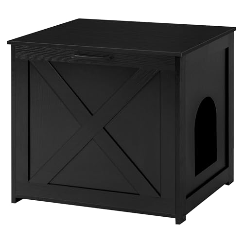 Dwanton Katzentoilette Möbel versteckt, Katzentoilette, wendbarer Eingang kann auf der linken oder rechten Seite sein, Innenschrank, Holz-Waschraum, Beistelltisch, Nachttisch, Schwarz, 59,9 cm L von Dwanton