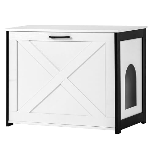 Dwanton Katzentoilette Möbel versteckt, Katzentoilette Gehege, wendbarer Eingang kann links oder rechts sein, Indoor Cat Box Schrank, Holz Katze Waschraum, Beistelltisch, Nachttisch, Weiß Dwanton Katzentoilette Möbel versteckt, Katzentoilette Gehege, wendbarer Eingang kann links oder rechts sein, Indoor Cat Box Schrank, Holz Katze Waschraum, Beistelltisch, Nachttisch, Weiß von Dwanton