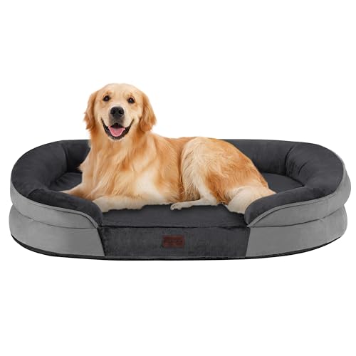 Dwanton Orthopädisches Hundebett für große Hunde, wasserdichtes Hundesofa mit Eierschaum-Unterstützung, waschbares Haustierbett mit vierseitigem Nackenrollenkissen, mit abnehmbarem Bezug und Dwanton Orthopädisches Hundebett für große Hunde, wasserdichtes Hundesofa mit Eierschaum-Unterstützung, waschbares Haustierbett mit vierseitigem Nackenrollenkissen, mit abnehmbarem Bezug und von Dwanton