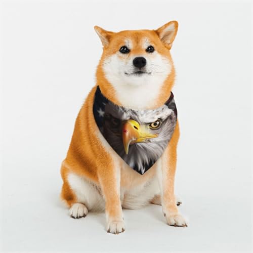 Hundehalstuch, Motiv: Amerika-Flagge und Adler, Größe M, verstellbar, dreieckig, doppelt, wendbar, waschbar, für mittelgroße und große Hunde, Welpen, Katzen, Geschenk Hundehalstuch, Motiv: Amerika-Flagge und Adler, Größe M, verstellbar, dreieckig, doppelt, wendbar, waschbar, für mittelgroße und große Hunde, Welpen, Katzen, Geschenk von Dwrepo