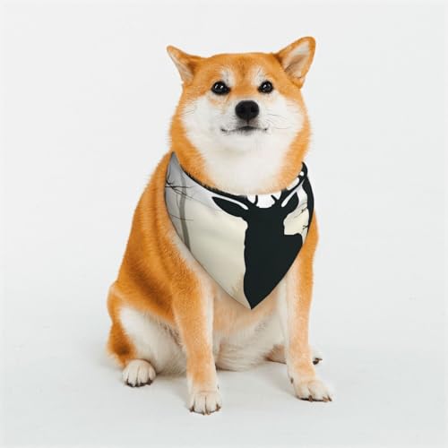 Hundehalstuch, Motiv: Hirsch-Silhouette, klein, verstellbar, dreieckig, doppelt, wendbar, waschbar, für den täglichen Gebrauch, für mittelgroße und große Hunde, Welpen, Katzen, Geschenk von Dwrepo