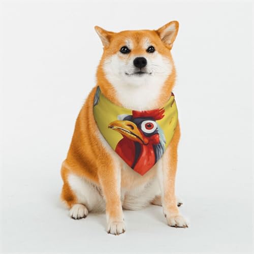 Hundehalstuch, Motiv: Huhnmalerei, klein, verstellbar, dreieckig, doppelt, wendbar, waschbar, für mittelgroße und große Hunde, Welpen, Katzen, Geschenk Hundehalstuch, Motiv: Huhnmalerei, klein, verstellbar, dreieckig, doppelt, wendbar, waschbar, für mittelgroße und große Hunde, Welpen, Katzen, Geschenk von Dwrepo