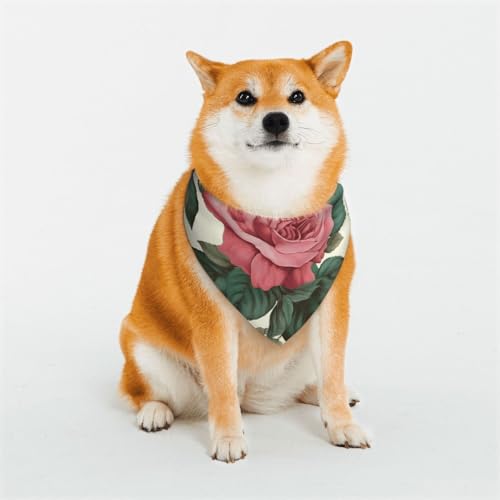 Hundehalstuch, Motiv: Rose, verstellbar, dreieckig, doppelt, wendbar, waschbar, für den täglichen Gebrauch, für mittelgroße und große Hunde, Welpen, Katzen, Geschenk Hundehalstuch, Motiv: Rose, verstellbar, dreieckig, doppelt, wendbar, waschbar, für den täglichen Gebrauch, für mittelgroße und große Hunde, Welpen, Katzen, Geschenk von Dwrepo