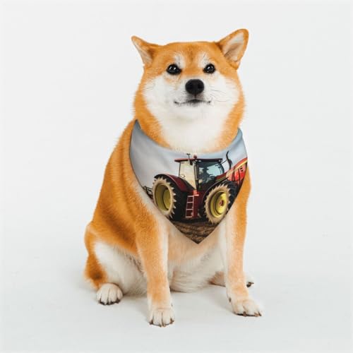 Hundehalstuch, Motiv: Traktor Bauernhof, Größe M, verstellbar, dreieckig, doppelt, wendbar, waschbar, für mittelgroße und große Hunde, Welpen, Katzen, Geschenk Hundehalstuch, Motiv: Traktor Bauernhof, Größe M, verstellbar, dreieckig, doppelt, wendbar, waschbar, für mittelgroße und große Hunde, Welpen, Katzen, Geschenk von Dwrepo