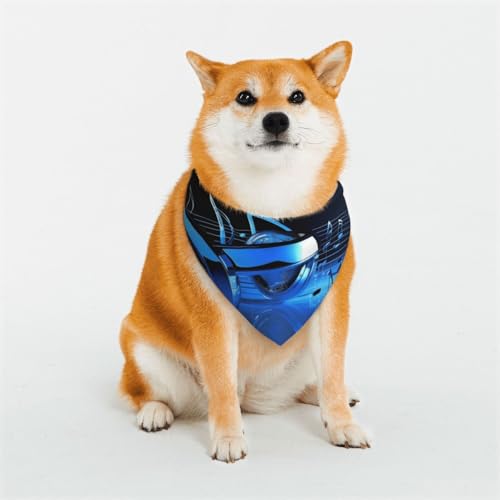 Hundehalstuch, Motiv: blaue Musik, groß, verstellbar, dreieckig, doppelt, wendbar, waschbar, für mittelgroße und große Hunde, Welpen, Katzen, Geschenk Hundehalstuch, Motiv: blaue Musik, groß, verstellbar, dreieckig, doppelt, wendbar, waschbar, für mittelgroße und große Hunde, Welpen, Katzen, Geschenk von Dwrepo
