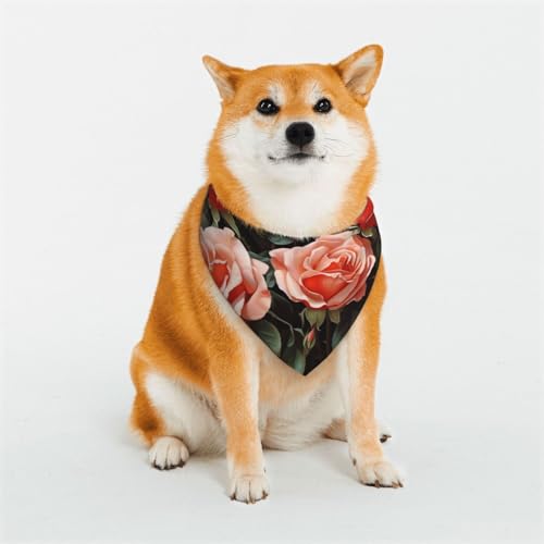 Hundehalstuch, Motiv: schöne Rose, verstellbar, dreieckig, doppelt, wendbar, waschbar, für mittelgroße und große Hunde, Welpen, Katzen Hundehalstuch, Motiv: schöne Rose, verstellbar, dreieckig, doppelt, wendbar, waschbar, für mittelgroße und große Hunde, Welpen, Katzen von Dwrepo