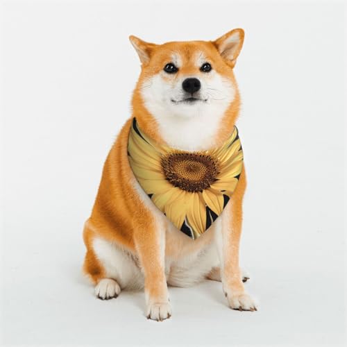 Hundehalstuch, Sonnenblume im Dunkeln, groß, verstellbar, dreieckig, doppelt, wendbar, waschbar, für mittelgroße und große Hunde, Welpen, Katzen, Geschenk Hundehalstuch, Sonnenblume im Dunkeln, groß, verstellbar, dreieckig, doppelt, wendbar, waschbar, für mittelgroße und große Hunde, Welpen, Katzen, Geschenk von Dwrepo