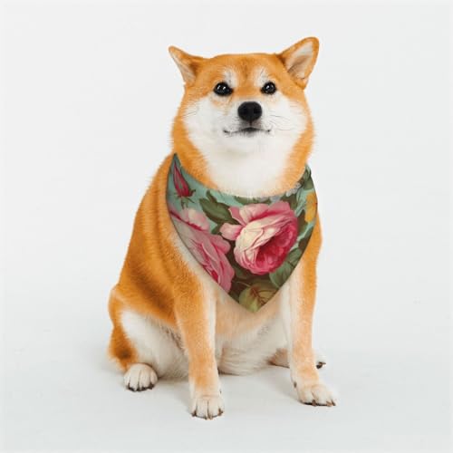 Hundehalstuch, Vintage-Blumen-Design, groß, verstellbar, dreieckig, doppelt, wendbar, waschbar, für mittelgroße und große Hunde, Welpen, Katzen, Geschenk Hundehalstuch, Vintage-Blumen-Design, groß, verstellbar, dreieckig, doppelt, wendbar, waschbar, für mittelgroße und große Hunde, Welpen, Katzen, Geschenk von Dwrepo