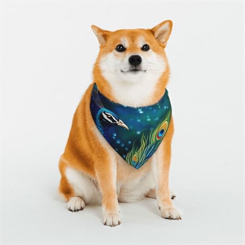 Hundehalstuch, buntes Pfauenmotiv, verstellbar, dreieckig, doppelt, wendbar, waschbar, für mittelgroße und große Hunde, Welpen, Katzen, Geschenk Hundehalstuch, buntes Pfauenmotiv, verstellbar, dreieckig, doppelt, wendbar, waschbar, für mittelgroße und große Hunde, Welpen, Katzen, Geschenk von Dwrepo