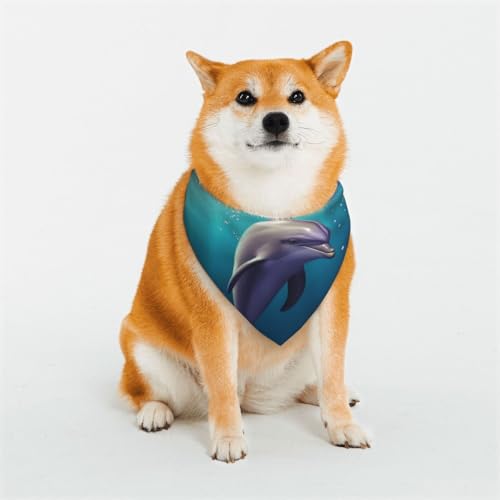 Hundehalstuch, niedliches Meerestier-Delfin, groß, verstellbar, dreieckig, doppelt, wendbar, waschbar, für mittelgroße und große Hunde, Welpen, Katzen, Geschenk Hundehalstuch, niedliches Meerestier-Delfin, groß, verstellbar, dreieckig, doppelt, wendbar, waschbar, für mittelgroße und große Hunde, Welpen, Katzen, Geschenk von Dwrepo