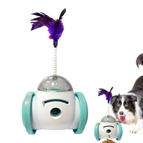 Dyeulget Ball Haustierspielzeugspender, Hundeball, auslaufendes Spielzeug mit Feder, interaktiver Leckerli-Spender, langsamer Futterball, multifunktionales Haustierspielzeug für gesundes Essen, Dyeulget Ball Haustierspielzeugspender, Hundeball, auslaufendes Spielzeug mit Feder, interaktiver Leckerli-Spender, langsamer Futterball, multifunktionales Haustierspielzeug für gesundes Essen, von Dyeulget