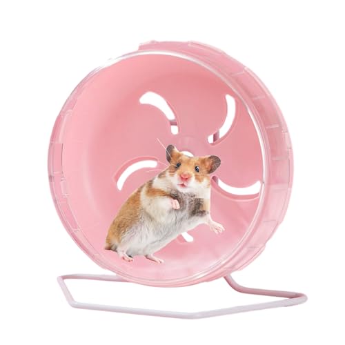 Dyeulget Hamsterrad, leises Hamsterrad, Spinner-Hamster-Übungsrad, Verstellbarer Ständer, leises Hamsterrad für Hamster, Rennmäuse, Mäuse, kleine Tiere (? 5,5 Zoll, Pink) von Dyeulget