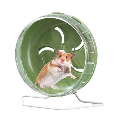 Dyeulget Hamsterrad, leises Hamsterrad, Spinner-Übungsrad, verstellbarer Ständer, leises Hamsterrad für Hamster, Rennmäuse, Mäuse, Kleintiere (φ 14 cm, Grün) von Dyeulget