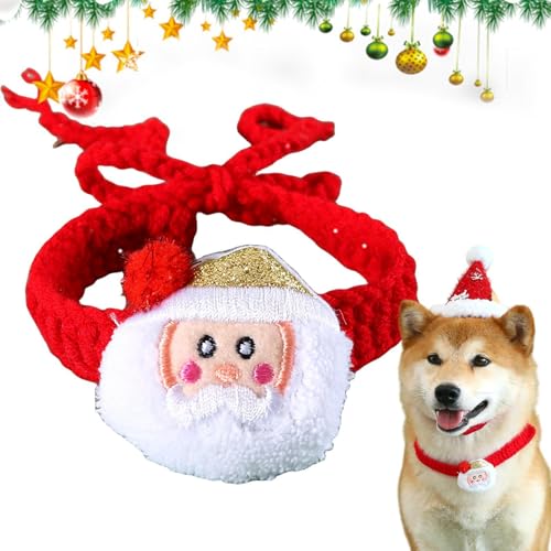 Dyeulget Hunde-Urlaubs-Bandanas - Gestrickte Weihnachts-Haustierkleidung,Bequemes Weihnachtshalstuch, atmungsaktiver Hundeschal für Katzen, Kaninchen, Kätzchen von Dyeulget