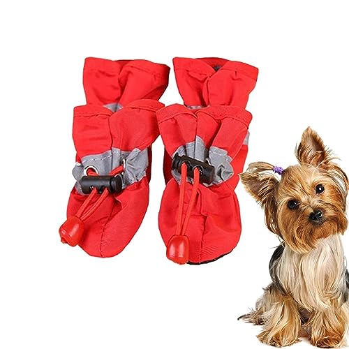 Dyeulget Hundeschuhe - 4 Stück Haustierschuhe Hunderegenstiefel - Hundestiefel und Pfotenschutz, wasserdichter Hundepfotenschutz mit verstellbarem Kordelzug, Hundeschuhe für heißes Pflaster von Dyeulget