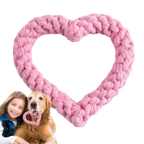 Dyeulget Hundeseil-Kauspielzeug, Herzseil-Hundespielzeug - Kauspielzeug für Hunde | Hunde-Kauspielzeug, herzförmiges Seil zum Valentinstag, Haustier-Baumwoll-Kauzubehör, Hundeseil-Kauspielzeug, von Dyeulget