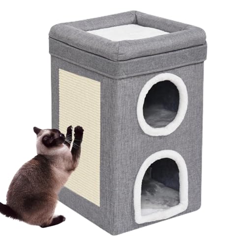 Dyeulget Katzenkratzhaus, 3-stöckiges, waschbares Katzenkratzhaus, multifunktionales Kätzchen-Aktivitätszentrum mit Kratzbrett, hautfreundliches kleines Kätzchen-Haus für kleine Katzen im Innenbereich Dyeulget Katzenkratzhaus, 3-stöckiges, waschbares Katzenkratzhaus, multifunktionales Kätzchen-Aktivitätszentrum mit Kratzbrett, hautfreundliches kleines Kätzchen-Haus für kleine Katzen im Innenbereich von Dyeulget