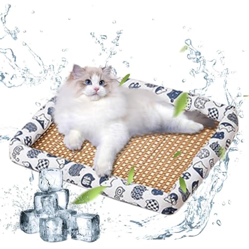Dyeulget Kühlendes Haustierbett, Sommer-Eismatte, bequemer und kühler Schlafplatz, Sommer-Katzenunterlage für kleine Hunde, kleine Haustiere, Katzen Dyeulget Kühlendes Haustierbett, Sommer-Eismatte, bequemer und kühler Schlafplatz, Sommer-Katzenunterlage für kleine Hunde, kleine Haustiere, Katzen von Dyeulget
