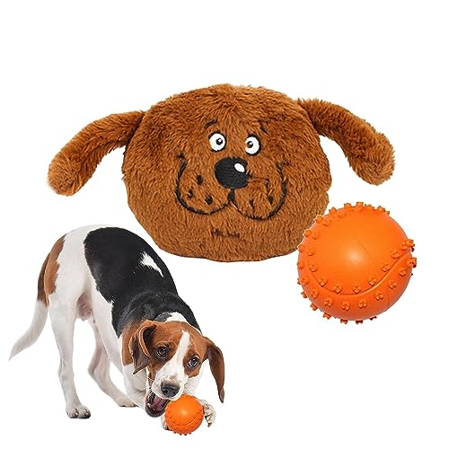 Dyeulget Quietschende Bälle für Hunde | Interaktives Kauspielzeug für Hunde, Tierform, 2-in-1-Gummi, Haustier-Soundspielzeug für Welpen, kleine, mittelgroße Hunde, Beißspielzeug, bewegliches von Dyeulget