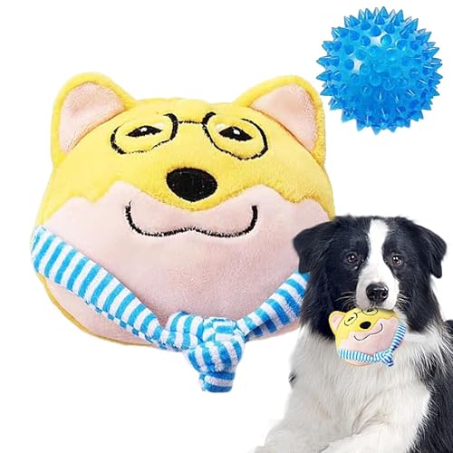 Dyeulget Quietschendes Hundespielzeug, Plüsch-Training-Hundespielzeug mit Tennisball, weich, bissfest, Zahnreinigung, Kauspielzeug für Langeweile und Stimulation Dyeulget Quietschendes Hundespielzeug, Plüsch-Training-Hundespielzeug mit Tennisball, weich, bissfest, Zahnreinigung, Kauspielzeug für Langeweile und Stimulation von Dyeulget