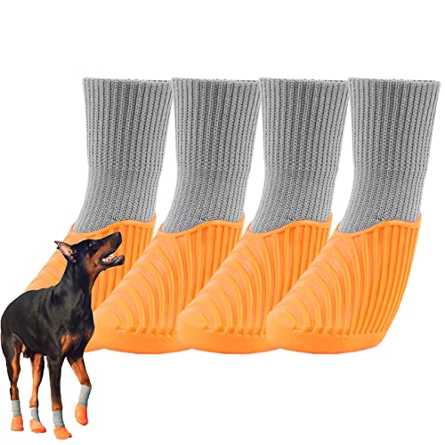 Dyeulget Schuhe für Hunde | Rutschfester, elastischer Hundeschuh hautfreundlich – Hundebedarf Haustierschuhe für regnerische verschneite Tage Outdoor-Sportarten mittelgroße Hunde Katzen von Dyeulget