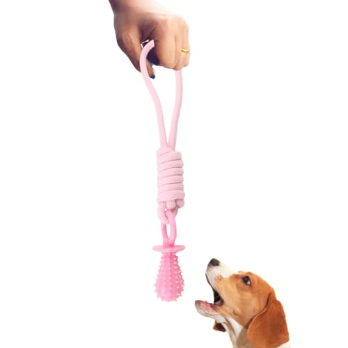 Dyeulget Seilspielzeug für kleine Hunde, tragbares, interaktives Zerrspielzeug für kleine Hunde, Zahnreinigungsspielzeug mit Silikonball, bissfest, Outdoor-Hundespielzeug zur Linderung von Langeweile von Dyeulget
