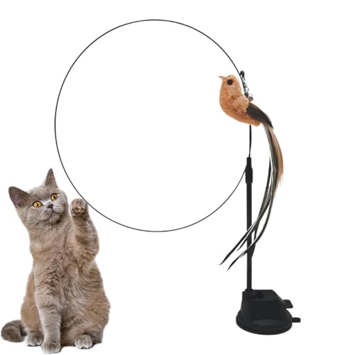 Dyeulget Vogel-Katzen-Zauberstab, Spielzeug für Kätzchen, Vogel-Katzenstab, Katzenspielzeug mit Saugnapf und Glocke, Haustier-Teaser für Jagd, Übung und Spielen von Dyeulget