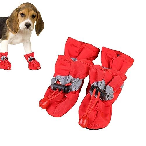 Dyeulget Wasserschuhe für Hunde, 4 Stück Hunde-Regenstiefel, Hundeschuhe, Atmungsaktive, wasserdichte, weiche, rutschfeste Haustierschuhe für kleine und mittelgroße Hunde von Dyeulget