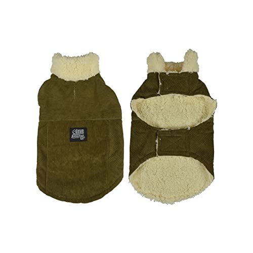 Hunde Mantel Cord Winterjacke Hundemantel Hundebekleidung Jacke Khaki Hunde Mantel Teddyfleece Winterjacke Hundemantel Hundebekleidung Jacken Jacke Hundejacke (L) von Dynamic24