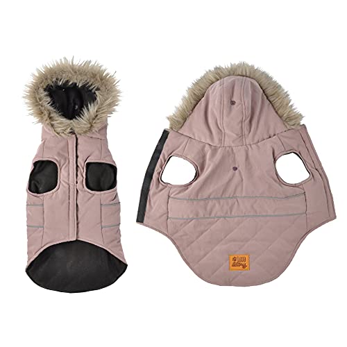 Hunde Winterjacke Hundemantel Kapuze Hundebekleidung Hundejacke Mantel Jacken (Rosa, L) von Dynamic24